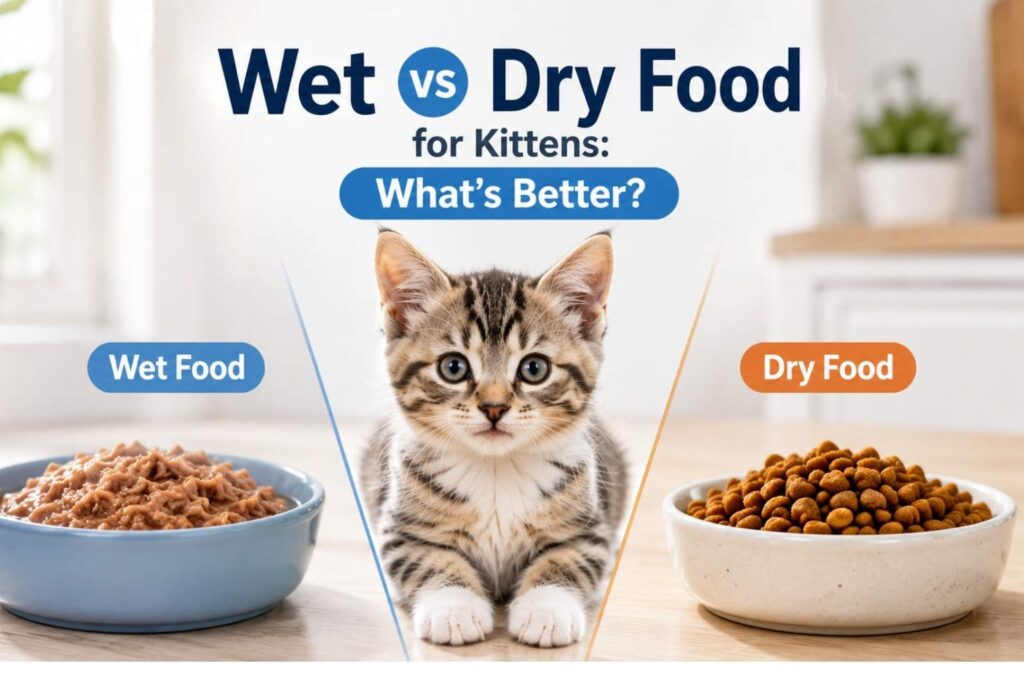 Comparison of wet kitten food and dry kitten food for healthy growth